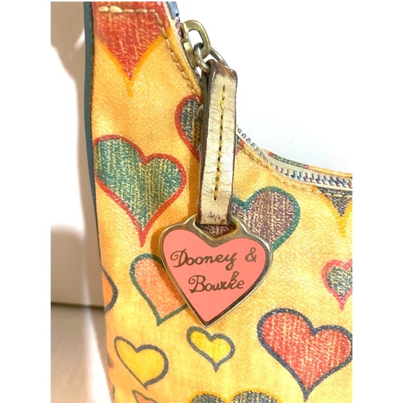Dooney bourke canvas print Colorful Heart Patterned  shoulder Women's Bag - Picture 4 of 7